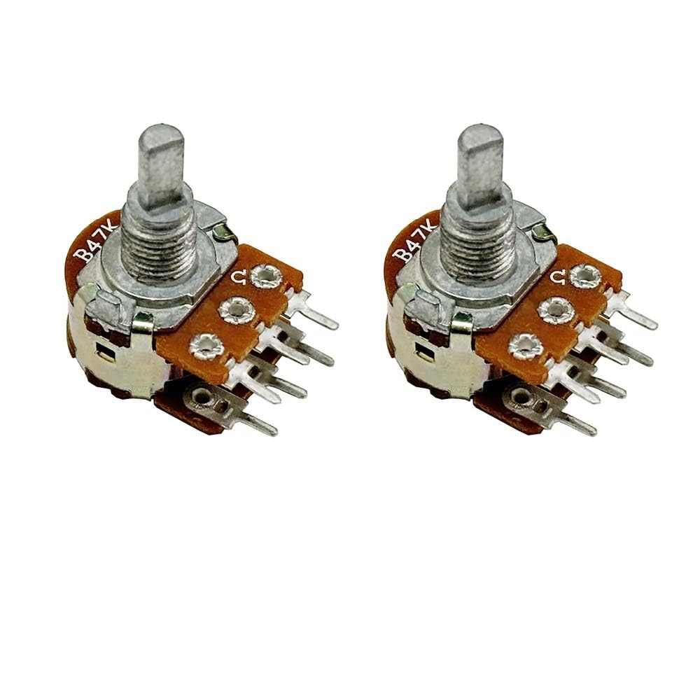 47K Dual Gang Potentiometer B47K 6 Pin Rotary Variable Resistor for Stereo Audio Volume Control, Tone Control, Amplifier, DIY Electronics Projects – Pack of 2-picture-20