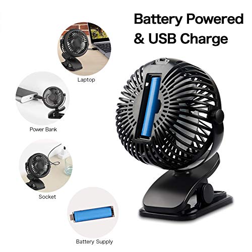 image for kaleduo Battery Operated Clip On Fan Stroller Fan, Personal Fan Clip F