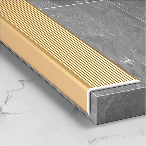 AVLLSO Guardavivos Esquinas Sujeción Escalón Acanalado Antideslizante Aluminio, Protector Borda Escaleras y Alféizar Cortable (4.5cm x 2.3cm)(B,L-42/107cm)
