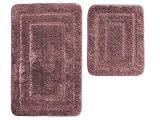Euromat Badematte Badezimmerteppich Badteppich – rutschfest, Weich, Waschbar, Schnelltrocknend – Alor 2 TLG Set (Lila)