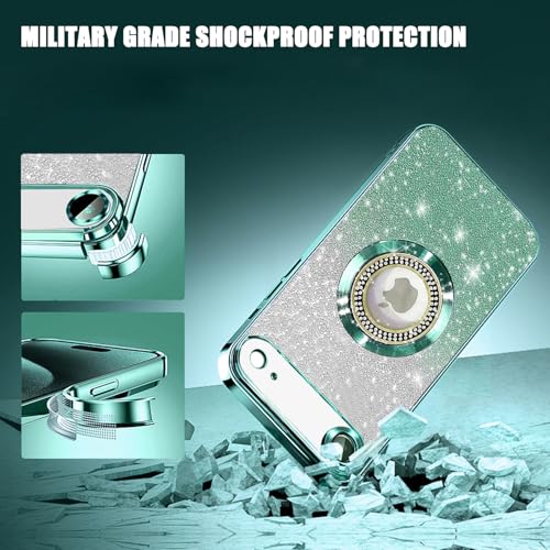 Image of Misscase for iPhone Air Magnetic Glitter Case Compatible with MagSafe,Full Protection Slim Shockproof Case with Camera Lens Protector Plating Bling Cover Case for iPhone 17 Air 6.5 inch Green
