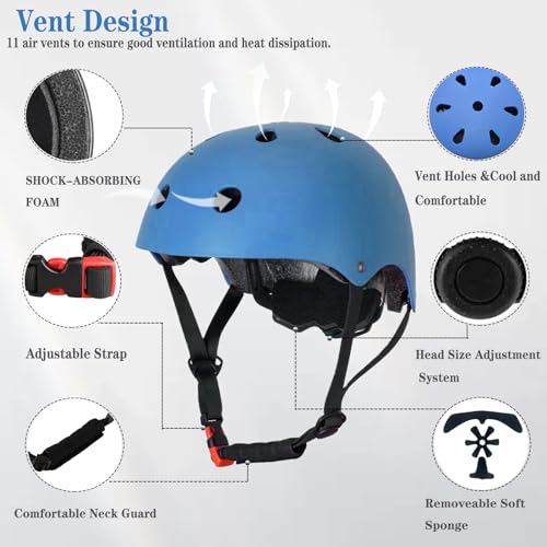 Image of FOOKCIAN Kids Helmet,Toddler Skateboard Helmets for Ages 2-3-5-8-14 Years Boys Girls with Knee and Elbow Pads Wrist Guards fit Roller Skates,Skateboarding,Skating Scooter Adjustable Kids Helmet