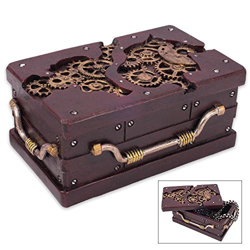 K Exclusive Rectangle Steampunk Trinket Box | Unique Design | For Jewelry and Personal Effects | Great for Home Decor and Display | Outer Dimensions 3.5