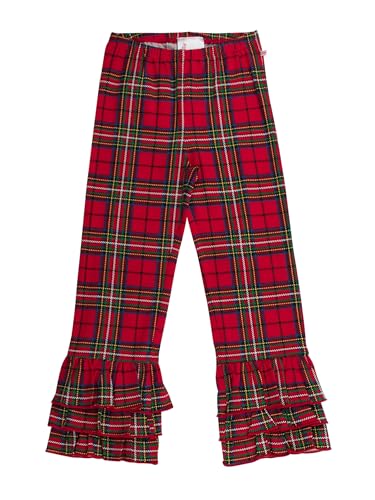 Image of RuffleButts Baby Girls Stretchy Flare - Ruffle Pants | 95% Cotton 5% Spandex, Breathable Fabric, Elastic Waistband, Relaxed Fit, Pleated Front, Long Length, Infant Apparel