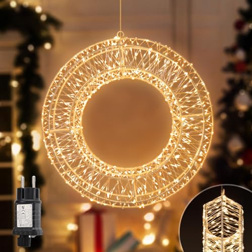 SALCAR LED Lichtkranz, Ø35cm 720er Metallkranz Weihnachtsdeko Fenster...