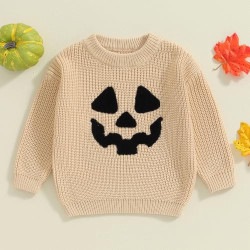 Baby Girl Boy Pumpkin Ghost Knit Sweater Long Sleeve Crewneck Warm Pullover Sweatshirt Toddler Halloween Outfit2