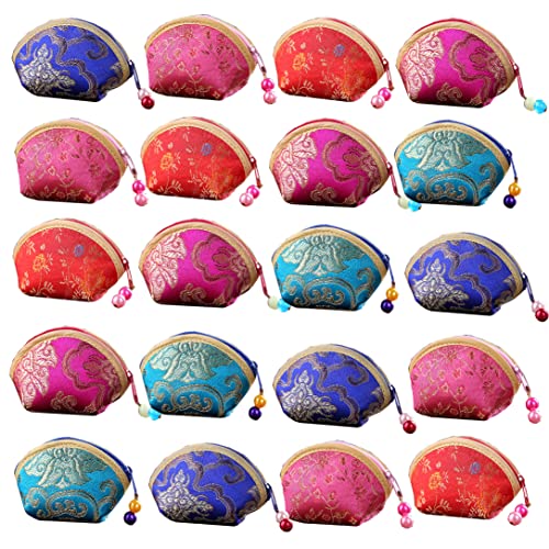 MIAO JIN Silk Coin Purse Zipper Purse Embroidery Coin Wallet