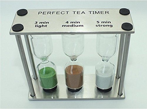 Tee-Uhr mit Edelstahl-Halter | 3 Sand-Uhren für 3, 4 und 5 Minuten | Perfekte Zubereitung von Tee wie in...