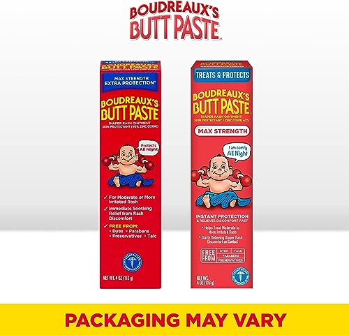 Boudreaux's Butt Paste Maximum Strength Diaper Rash Ointment, 4 Ounce (Pack of 6)