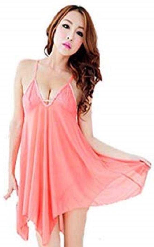 Fashion Pink  Lingerie  Ladies Nightwear Sleepwear Slip Dress  For  Women(h006b)