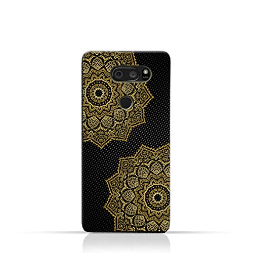 AMCDesign Vintage Mandala 1201 Printed Case for LG V30 Plus - Black & Yellow