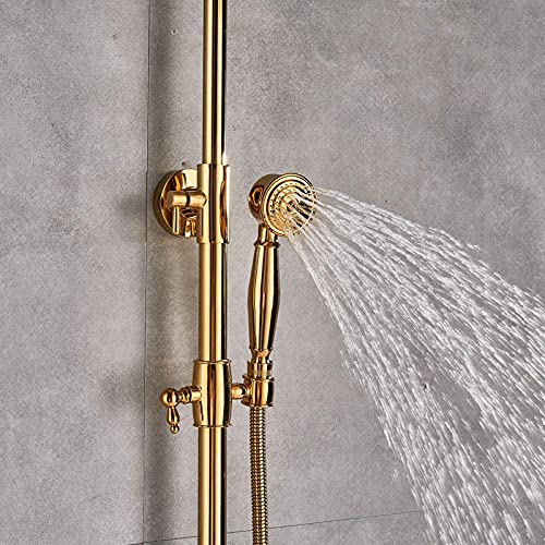 Robinet de douche mural avec douchette à main et bec rotatif intégré