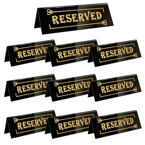 SerniaXin 10PCS Acrylic Reserved Table Signs for Wedding Events(Black)