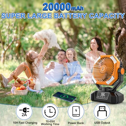 20000mAh-Camping-Fan-Rechargeable-5-Speed-Powerful-Battery-Operated-Fan-for-Camping-Oscillating-Fan-with-LED-Lantern-USB-Table-Fan-with-Remote-Control-for-Camping-Hiking-Fishing-Travel-Jobsite