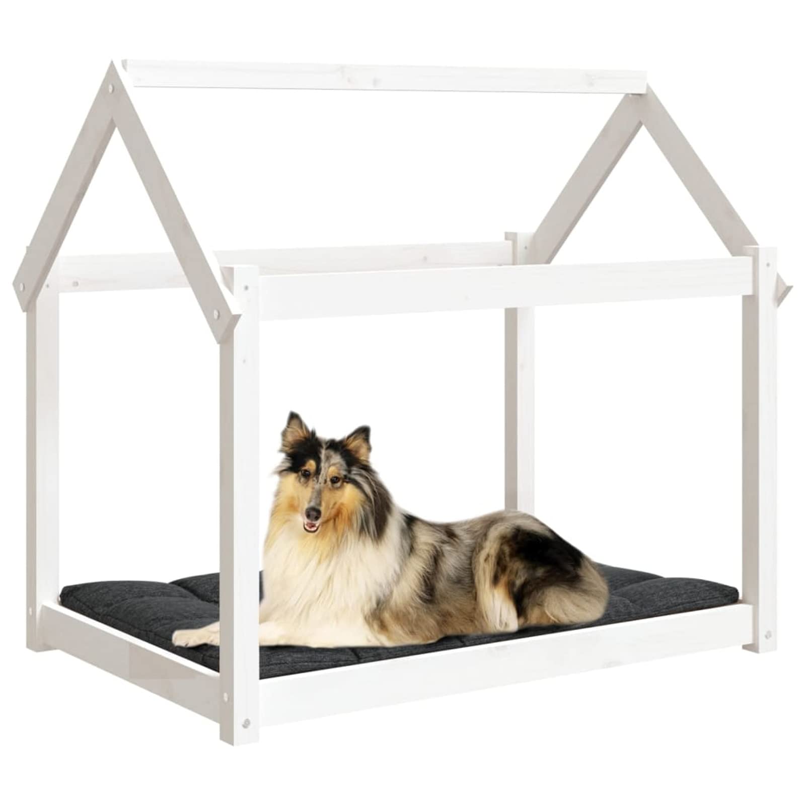 Lechnical Cuccia per Cani Bianca 101x70x90 cm in Legno Massello di Pino,Cuccia per Cani,Cuccia per Cani da Interno,Letto per Cani,Cuccia Letto