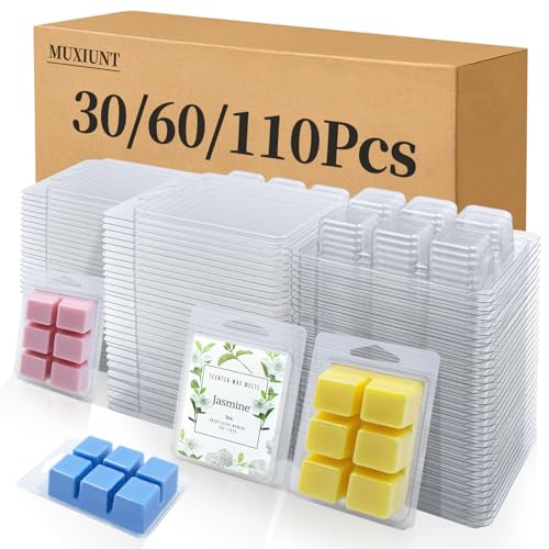 MUXIUNT Candle Plastic Wax Melts Heart Shape Clamshell Moulds 30 Pcs Packaging for Soy Wax Melts Soap Making Clear with Easy-Opening Release Design for Small Businesses Home DIY Crafts Scent Lovers
