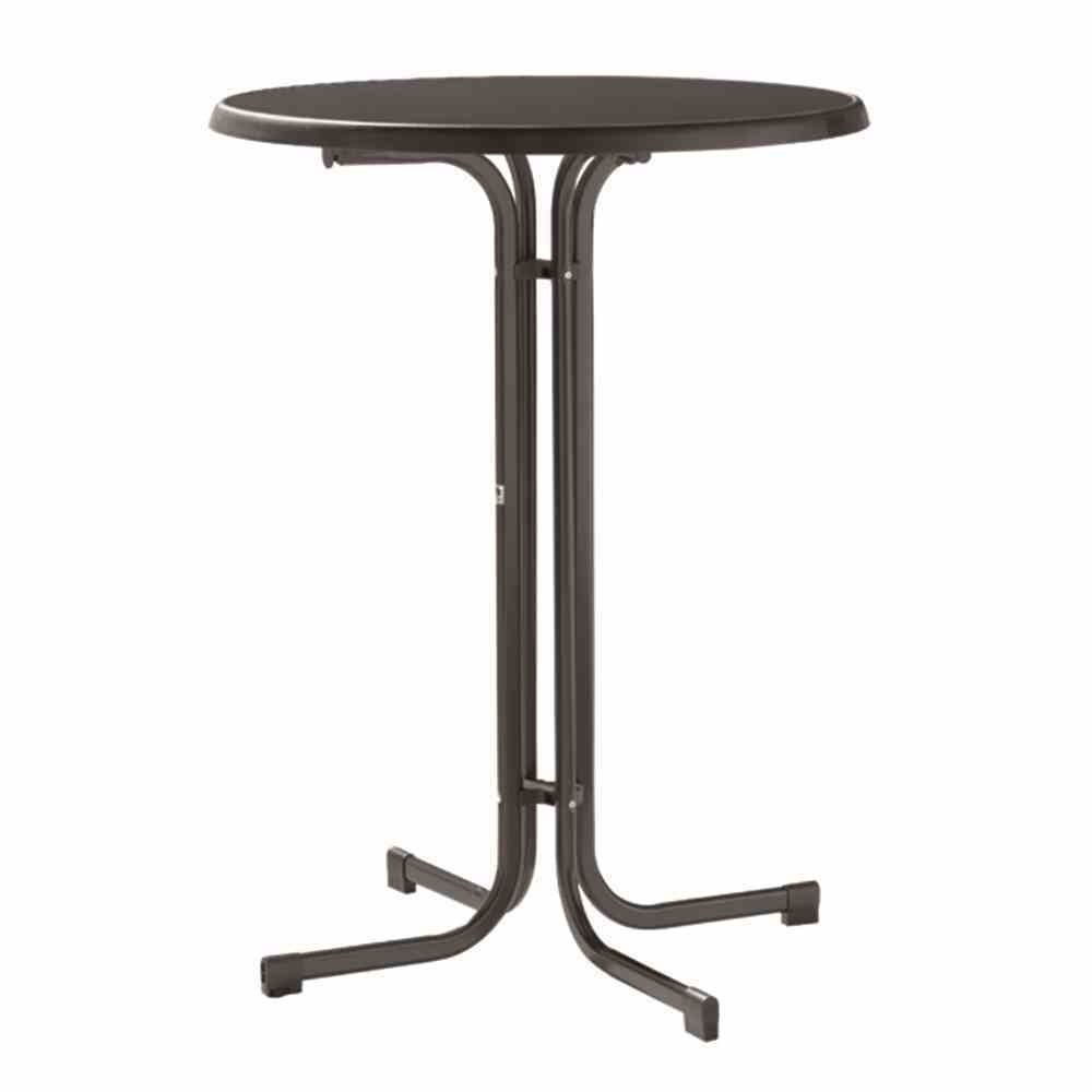 SIEGER Winner 238 / G Tavolo Pieghevole con Doccia Mecalit-per-Piastra Ø 86 cm, Tubo di Acciaio Grigio Ferro, Ardesia Tavolo Arredamento Antracite