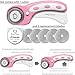 Rotary Cutter Set pink - Quilting Kit incl. 45mm Fabric Cutter, 5 Replacement Blades, A3 Cutting Mat, Acrylic Ruler and Craft Clips - Ideal for Crafting, Sewing, Patchworking, Crochet & Knitting y