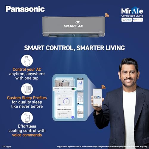 Image of Panasonic 1.0 Ton 5 Star Premium WiFi Inverter Smart Split AC (DustBuster Tech, Matter Enabled, AI, nanoe, Higher Airflow, Copper Cond., 8in1 Convertible, 4-Way, CS /CU-HU12CKY5FM-P, 2026 Model,Grey)
