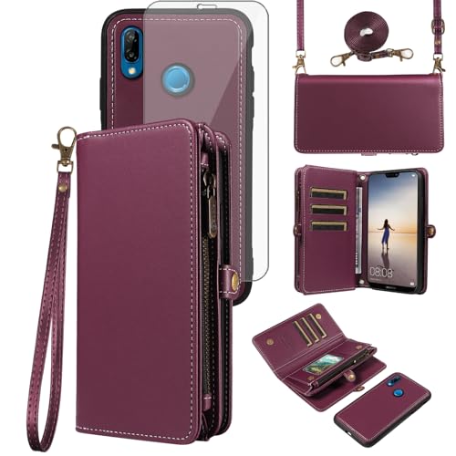 Coque Huawei P20 Lite clapet violette Nova 3E ANE-LX1 avec vitre écran