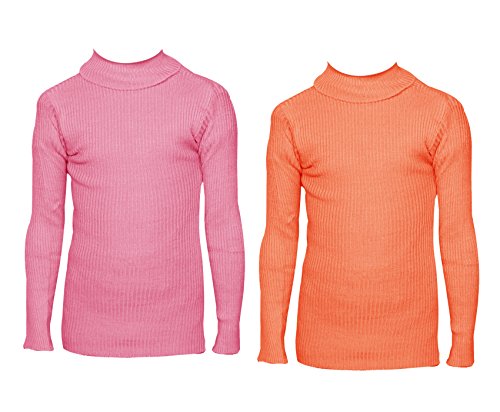 Image of IndiWeaves Boys Wollen Warm High Neck Full Sleeves T-Shirt /Inner /Skivvy for Winter (Pack of 2) Pink /Orange 1-2 Years 10110-0608-IW-P2-18