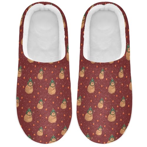 Fuzzy Memory Foam Slippers for Women/Men Kapibala Christmas Pattern Fluffy Winter House Shoes Indoor and Outdoor2