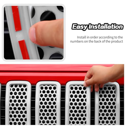 Image of JeCar Mesh Grill Inserts & Headlight Covers Fit for 2024+ Jeep Wrangler JL Grill Covers Trim Accessories (9pcs White)