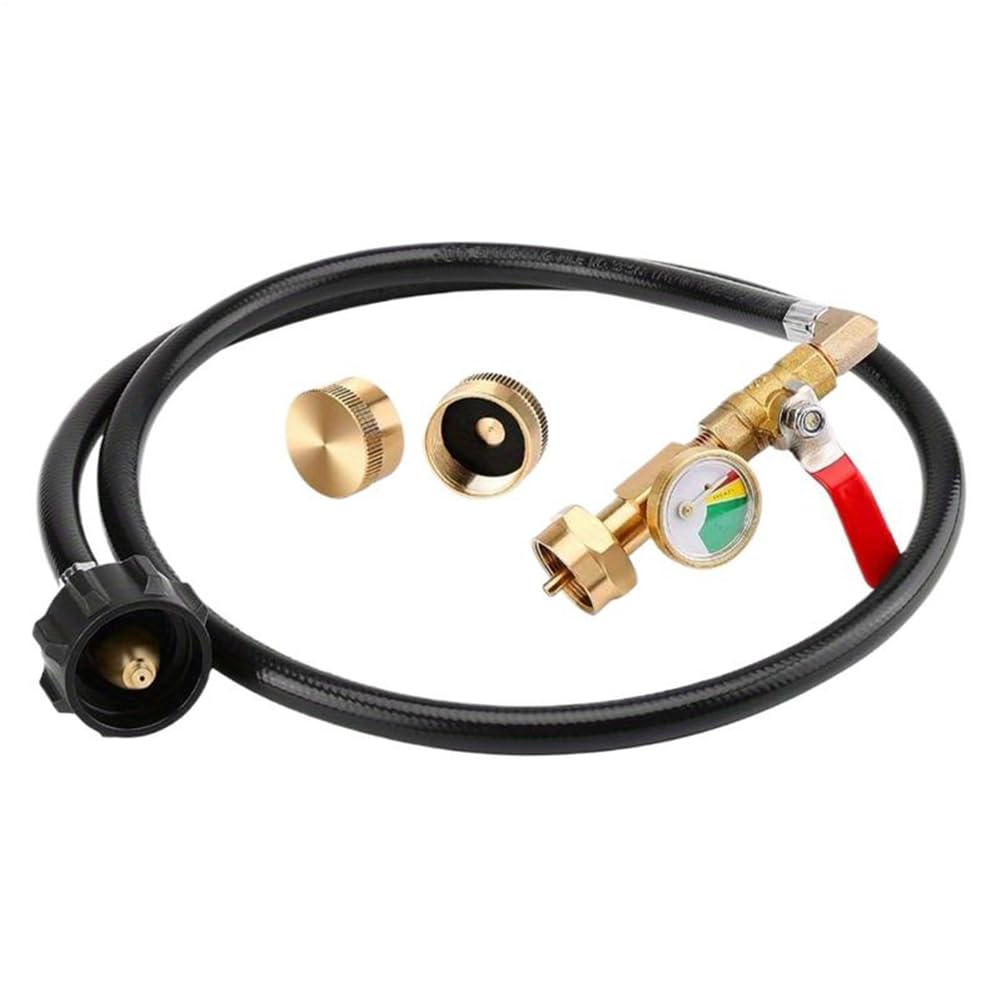 UDSKNV[KSL Glow in the Dark Gauge for Propane Adapter with Refill Adapter Brass Connector Hose for Propane Tank