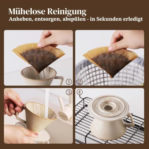 DOWAN Kaffeefilter Porzellan, Handfilter für 1–2 Tassen, Filtergröße 2 – Ansicht 5