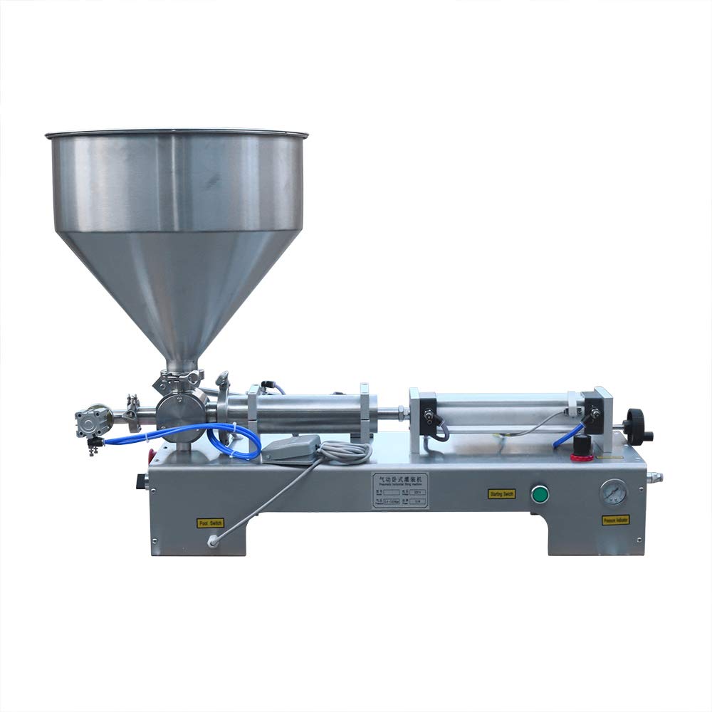 Pneumatic Liquid Paste Filling Machine, 100-1000ml Horizontal Single Head Paste Filling Machine, Stainless Steel Liquid Filling Machine, Suitable for Cosmetics, Fruit Juice Drinks and Care Products.
