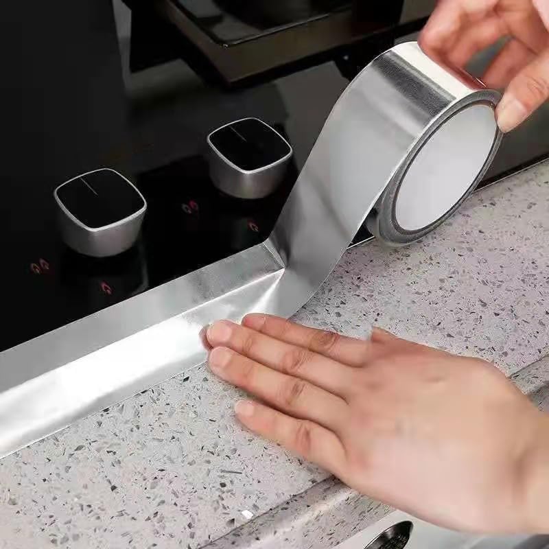 KLVN High Temperature Resistant Aluminum Foil Tape Kitchen Pipe Maintenance Leak-Proof Sealing Tape Waterproof Insulation Tapes (Color : 20M, Size : 5cm)
