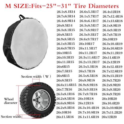 Image of Bilisin 600D Oxford Spare Tire Covers with Handle,Dustproof Wheel Protector, Waterproof Tire Storage Bag for Trailer, Truck, SUV, Tan，Jeep Universal Fits Tire Diameter 25-31 Inch