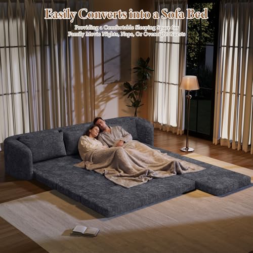 Image of Vesgantti 6 in 1 Convertible Folding Sleeper Sofa Bed, No Assembly, Blue