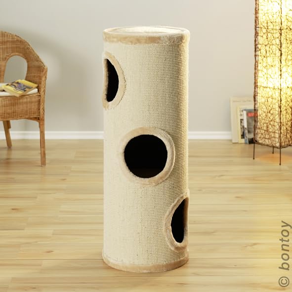 Bontoy Kratztonne Buddy in Creme I 37 cm x 100 cm I mit weichem Liegebett I DREI Höhlen