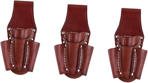 DOITOOL 3 bolsas de herramientas de cuero para electricista, bolsa pequeña de bolsillo para herramientas con 4 bolsillos para cinturón, bolsa de