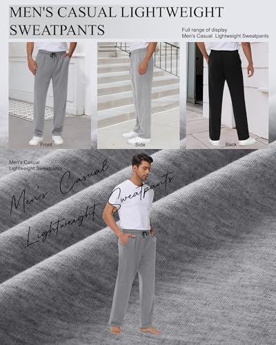 Neer 3 Pack Men's Sweatpants Athletic Drawstring Open Bottom Pants Workout Running Lounge Pants with Pocket for Men4