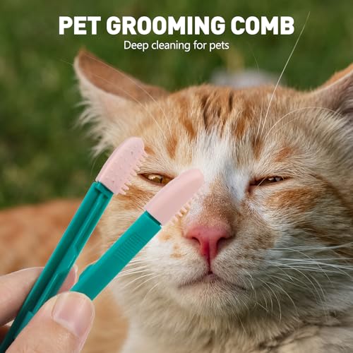 Image of balacoo 2 Pcs Cat Eye Comb Tear Stain Remover Tool, Portable Puppy Supple Brush Removing Tear Stain, Multifunctional Pets Eye Tear Remover Tool