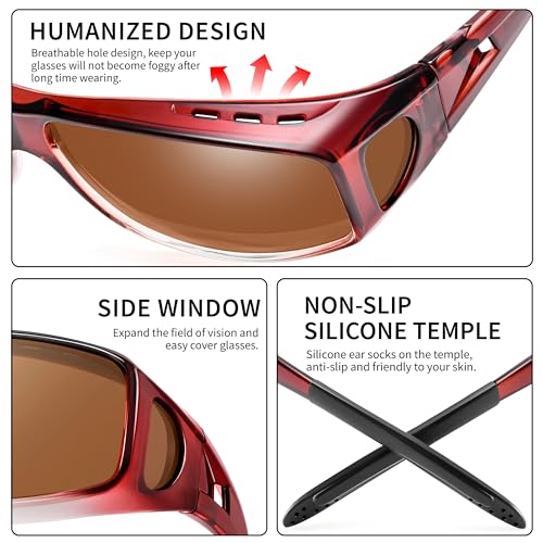 Image of Polarized Sunglasses Fit Over Glasses for Men Women | Wrap Around Sun Glasses for Driving Fishing UV400 Protection