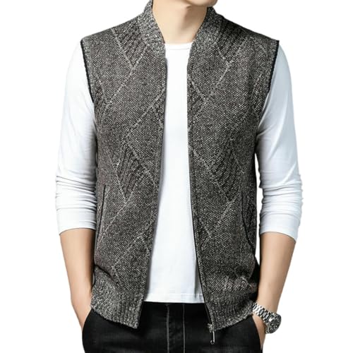 Gilet sans manches en tricot homme col baseball veste maille chaude hiver