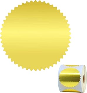 2 Inch Embossed Seals, 250 Pcs Serrated Edge Stickers, Self-Adhesive Certificate Labels, Gold Foil Stickers for Document,Envelopes, Package, Wedding Invitations (Gold)
