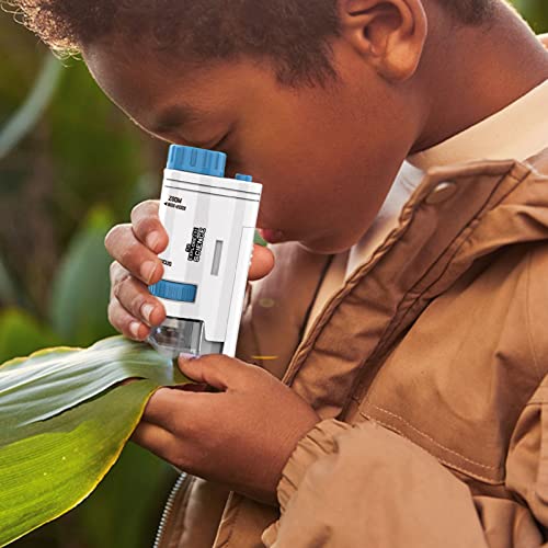 Crianças Mini Microscópio, Kids Science 200x Microscope Toy Kit Com Luz LED, Microscópio de mão ilum