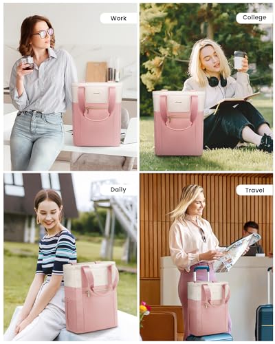LOVEVOOK Laptop Backpack for Women, 15.6ââ Laptop Bag for Women Tote Bag Convertible, Lightweight Travel Backpack for College, Wide Open Work Backpack for Nurse Teacher Water-resistant Pink - Image 6