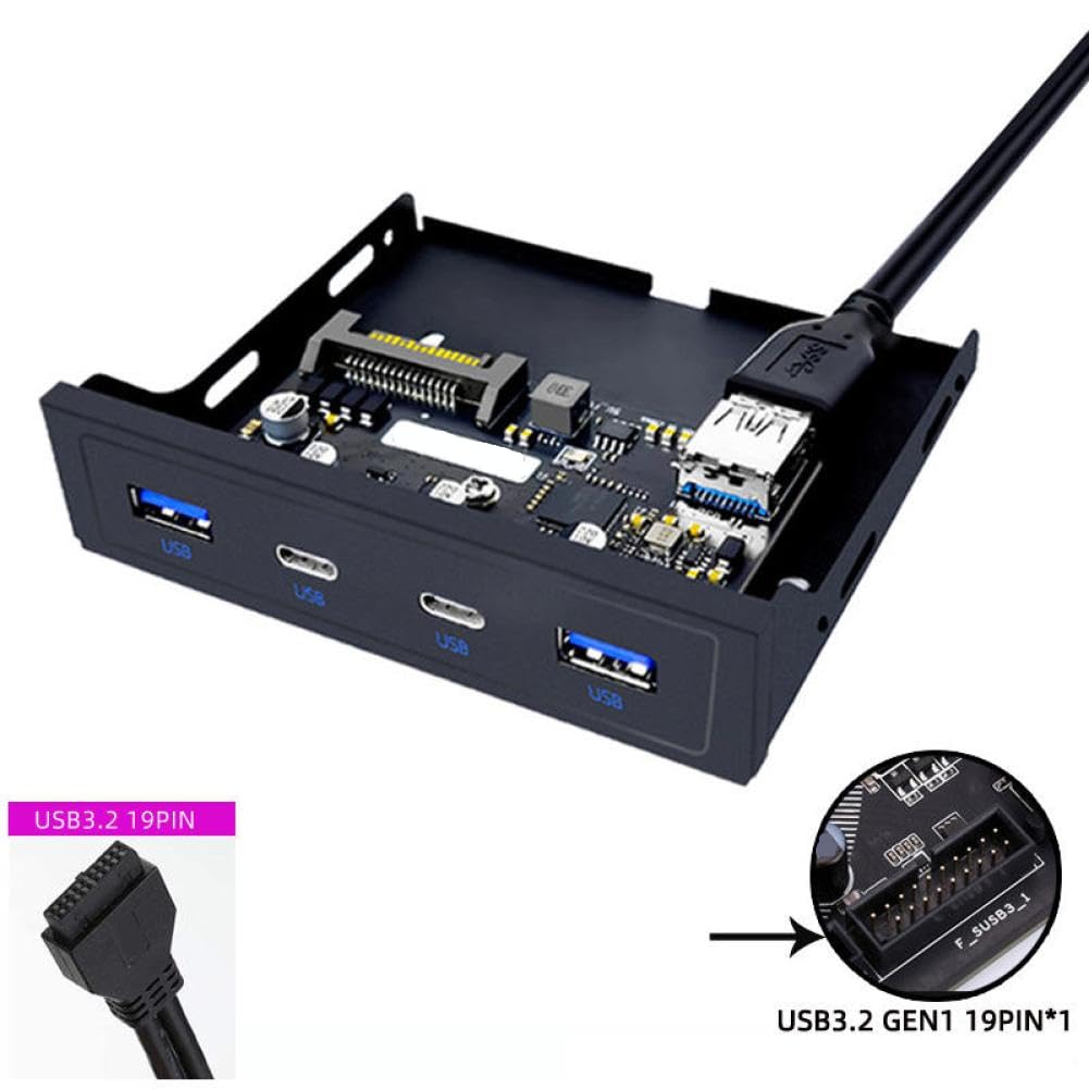 Adapter rozszerzeń na panel przedni USB 20-pinowy 3,5-calowy dyskietek 2 porty USB 3.0 2 port USB 3.2 Gen 1 5 Gb/s typ C kompatybilny z komputerem stacjonarnym