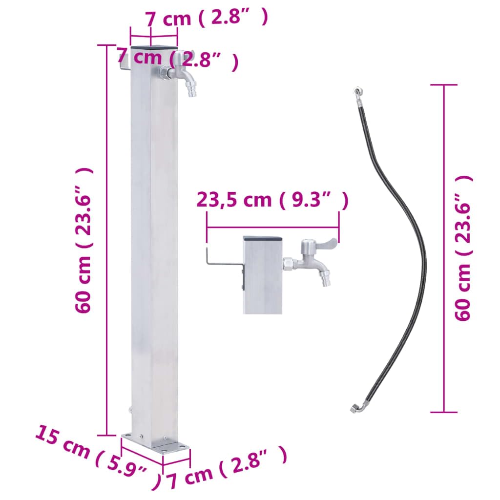 Casa & Giardino articolo-Giardino Colonna d'acqua 60 cm Acciaio Inox Quadrato