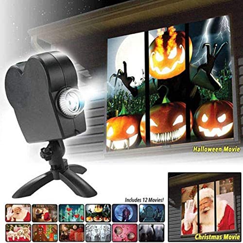 image for AAOTE Christmas Halloween Window Projector Light,12 Movies Festival LE