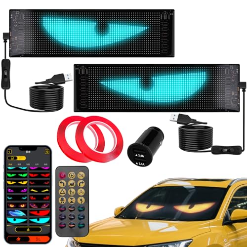 SPNANMA 2-Pack Devil Eyes LED Display for Car Windshield, 14