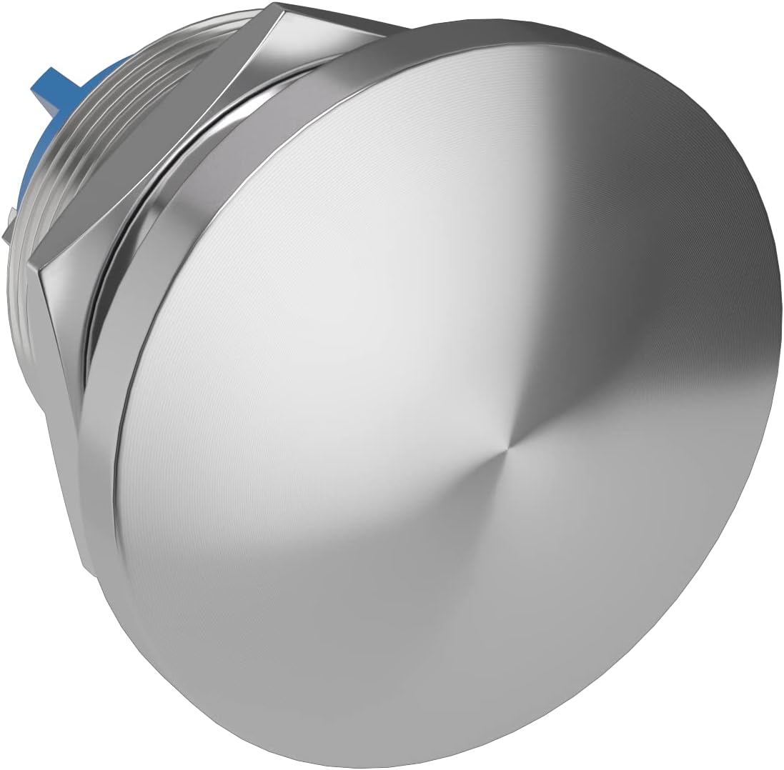 APIELE 22MM Momentary Push Button Switch Mushroom Head Push Button IP65 Waterproof 12V 24V 36 DC 110V 250V AC 5A SPST (22mm, Silver)