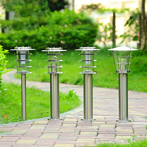 Modern Simple Silver Outdoor Waterproof E27 Post Lights Europese RVS Column Lampen Lawn Landscape Garden Park Home Villa Lighting Pillar Lights (Color : Solar-A) (Gemeentelijke elektriciteit - Afbeelding 4