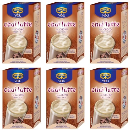 Krüger YOU Chai Latte Typ Schoko Sweet India 6×250 g | Instant Getränkepulver | Schokoladig-würziger Chai | Heiß & kalt | Vorratspack 1,5 kg | Schnell zubereitet