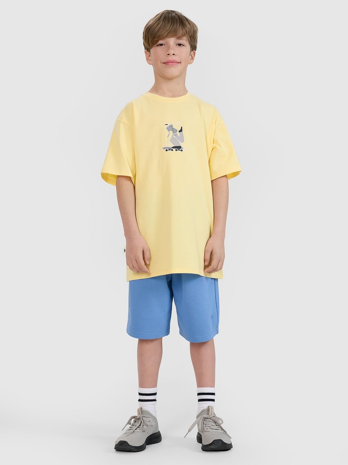 4F T-shirt oversize z nadrukiem chłopięcy